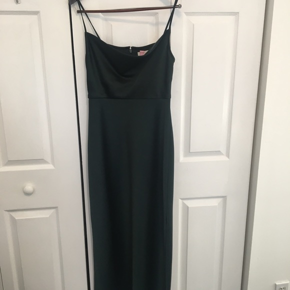 Cali Satin Charmeuse Midi Dress Dark Emerald - Picture 4 of 5